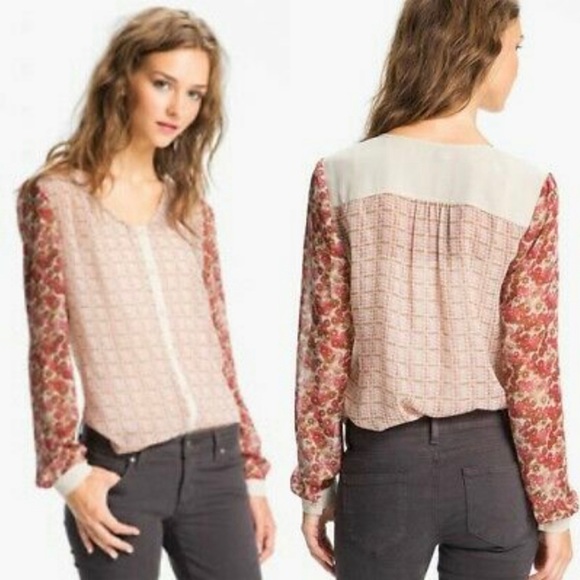 hinge Tops - Hinge Mixed Pattern Blouse